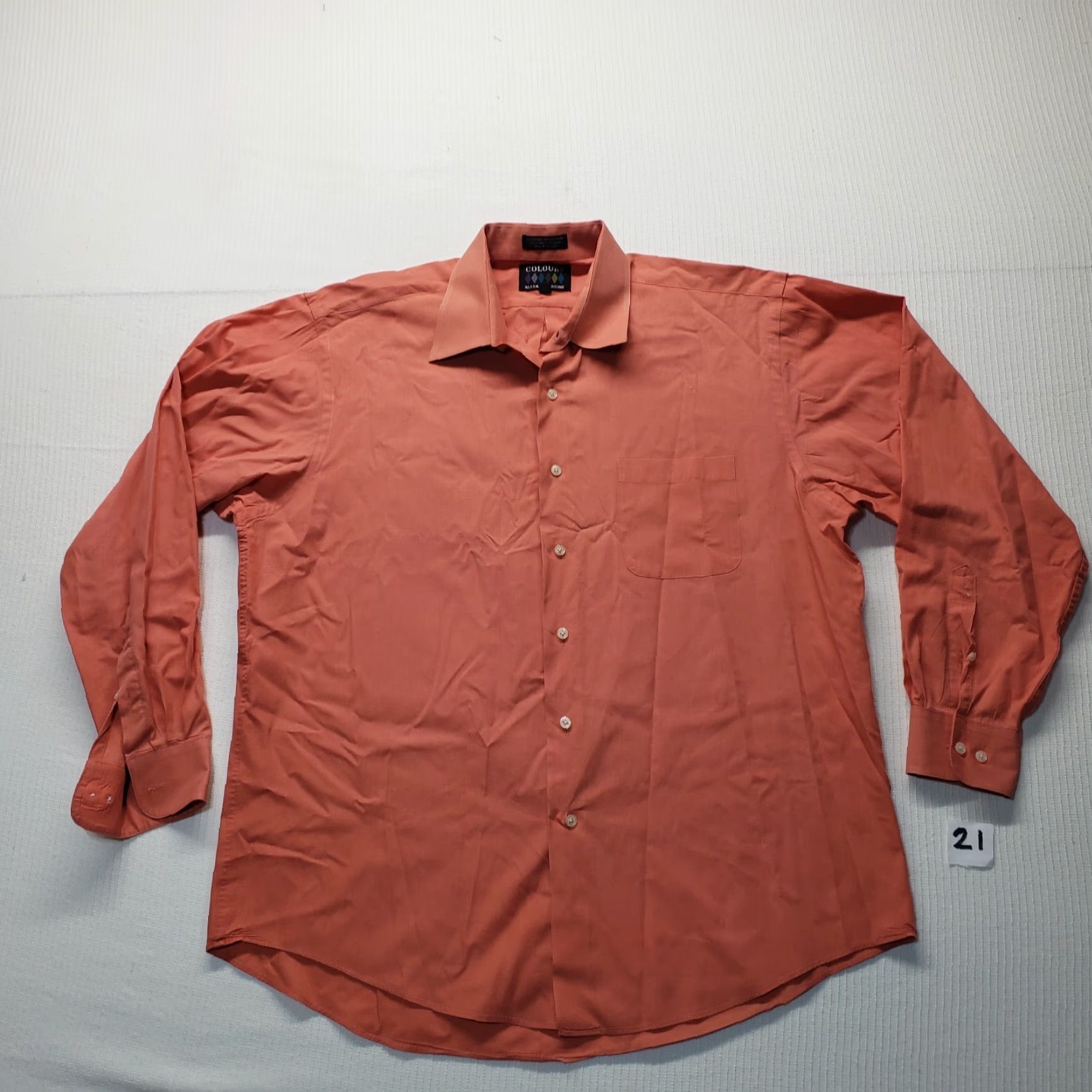 Alexander Julian Alexander Julian Shirt Mens Large 16 16.5 Orange Solid Button-Up Dress Color Orange 90s? (not include decade unless in info) Size 46R - 2 Thumbnail