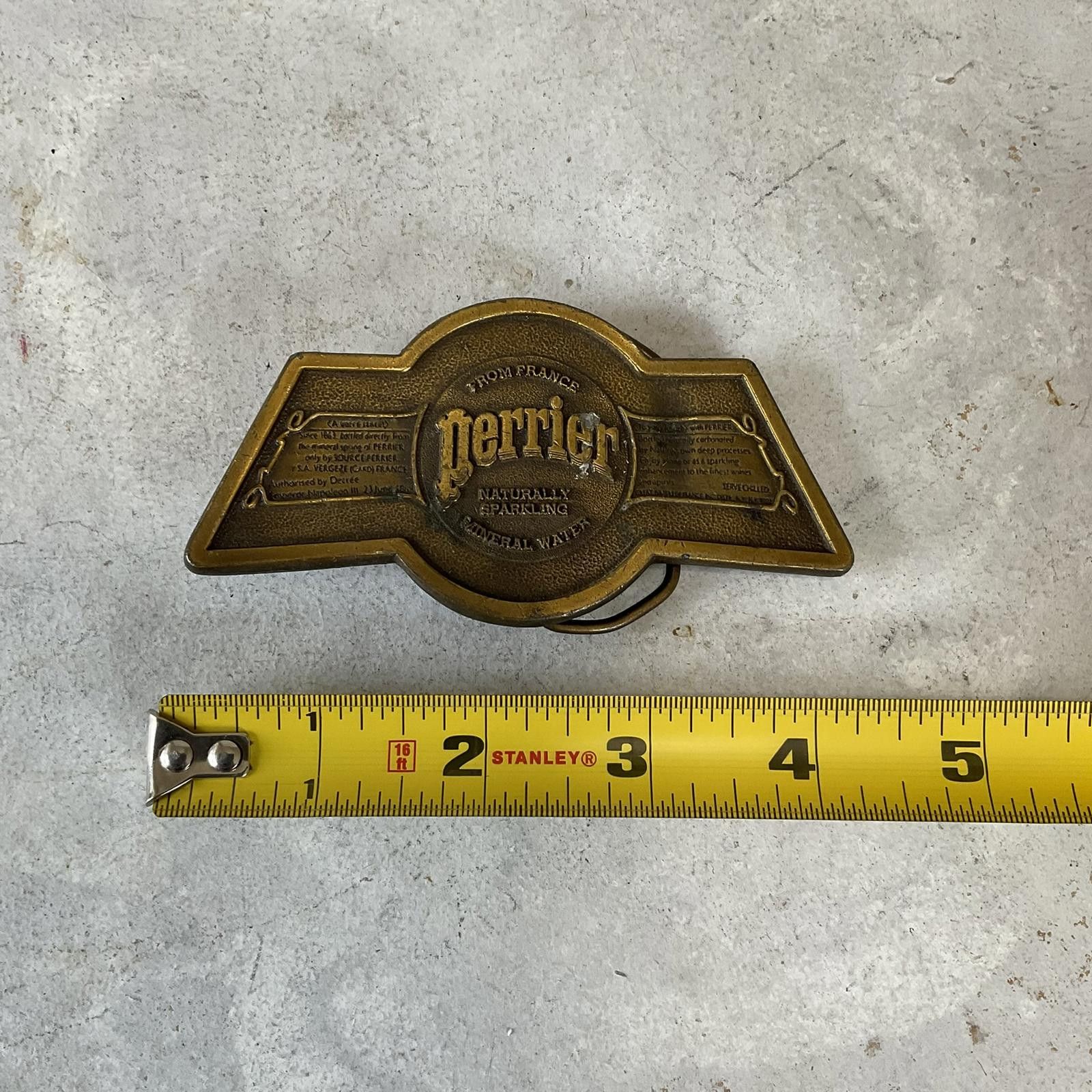 Vintage VTG 70's Perrier sparkling water brass branded belt buckle Size ONE SIZE - 3 Thumbnail