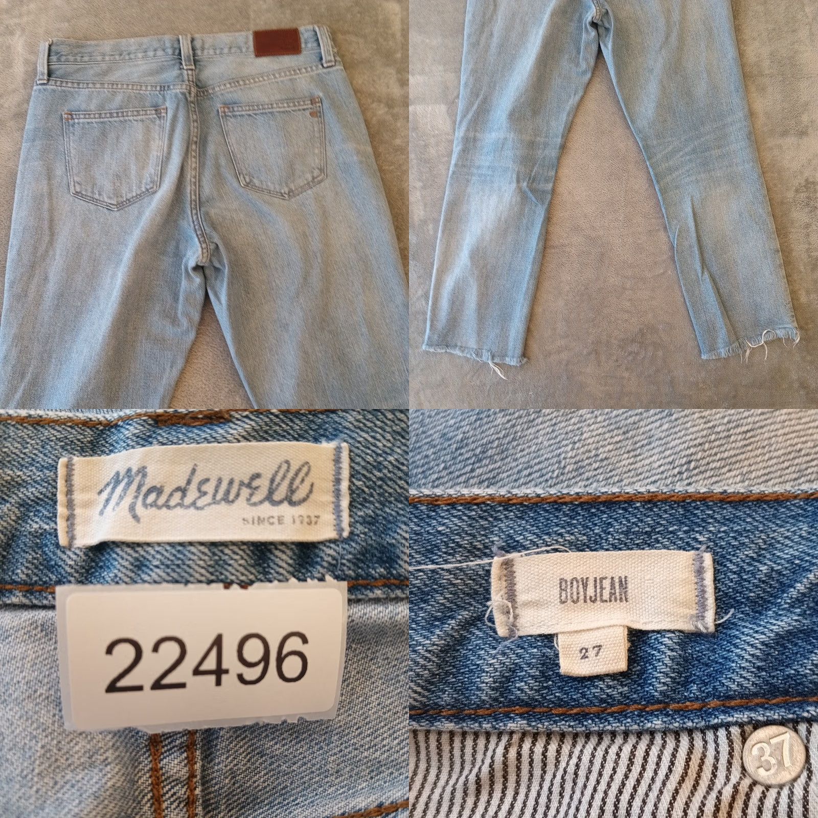 Madewell Madewell Boy Jeans Womens 27 Blue Light Wash Frayed Hem 31x26 Mid Rise Jeans Womens Boys? Size 27" / US 4 / IT 40 - 8 Thumbnail