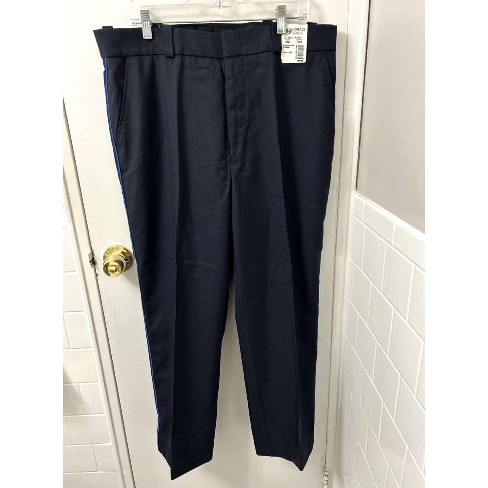 Vintage VINTAGE Horace Small Work Pants Mens 38x30 Navy Blue Wool Polyester NWT Uniform Pants Mens Blue 90s? Size US 38 / EU 54 - 2 Thumbnail