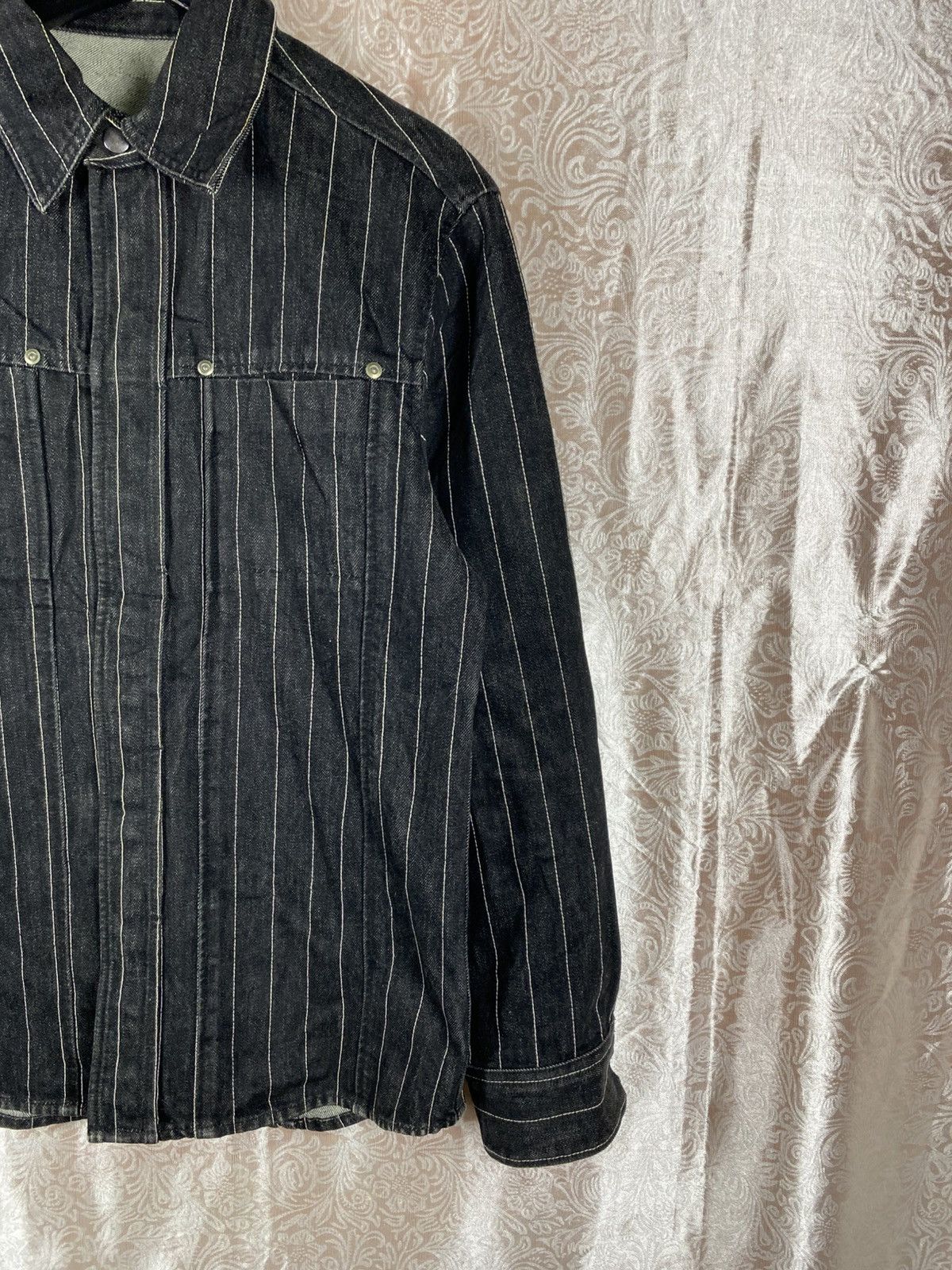 ADAM ET ROPE ADAM ET ROPÉ Black Pinstripe Denim Jacket Vintage Workwear Size US S / EU 44-46 / 1 - 6 Thumbnail