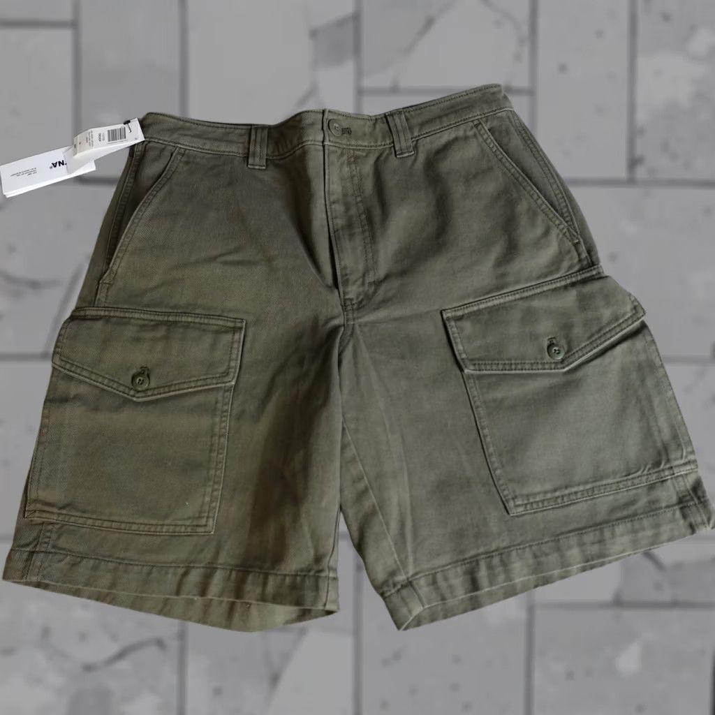 TNA TNA Womens Shorts Cargo 10 Green Olive Army Denim Cotton Blend Casual Shorts Womens Regular XS? No (Error: do not include extra words) Size 32" / US 10 / IT 46 - 1 Thumbnail