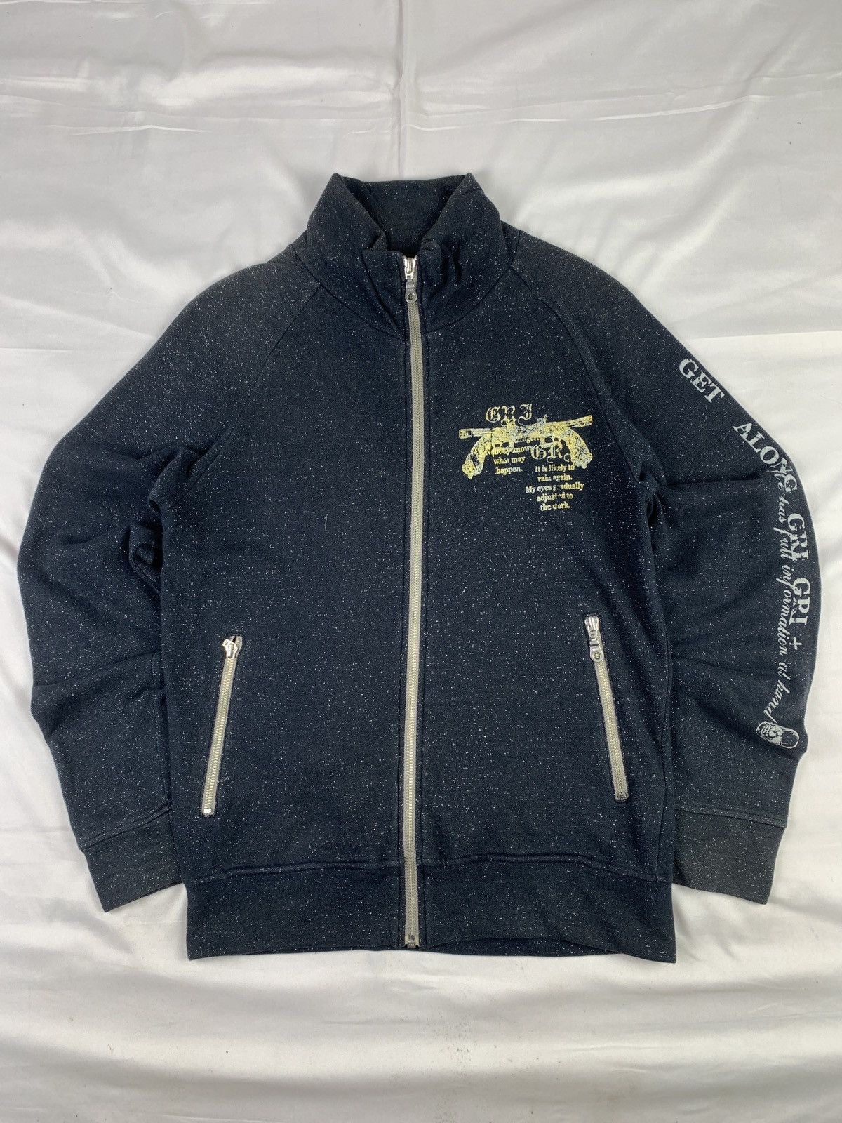 Japanese Brand y2k GRIGRI+ Japan Glittery Skull Revolver Poem Zip up Jacket Size M / US 6-8 / IT 42-44 - 4 Thumbnail