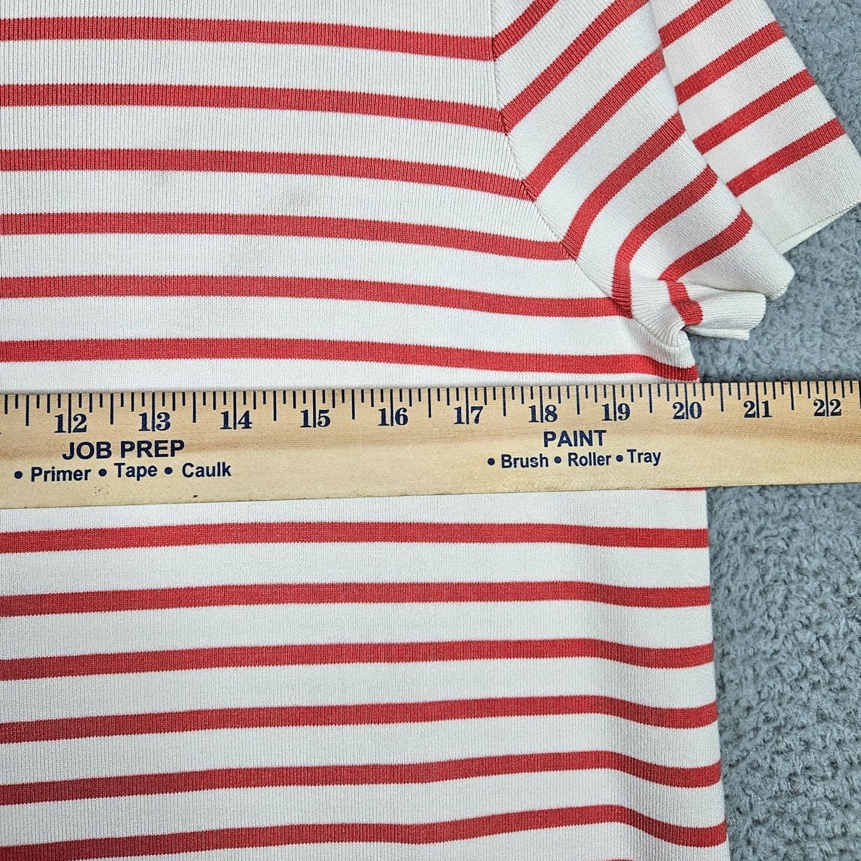 Banana Republic Banana Republic Top Shirt Womens XL Orange White Stripes Short Sleeve Round Neck Casual Knit Top Striped All Seasons 90s? Size XL / US 12-14 / IT 48-50 - 2 Thumbnail
