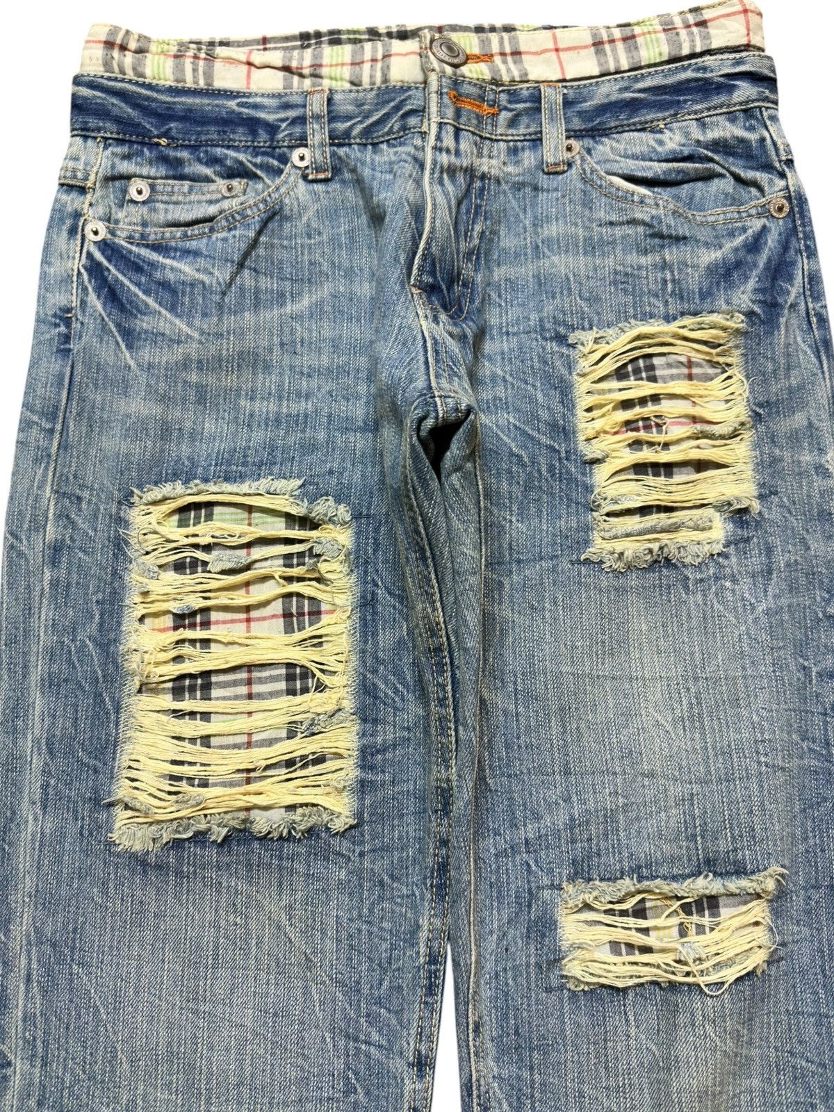 Kapital Vintage Japanese Brand Double Waist Grunge Distressed Denim Size US 30 / EU 46 - 2 Thumbnail