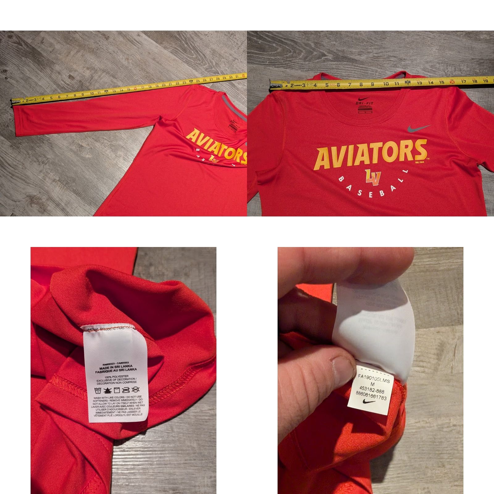 Nike Women's Nike Legend L/S T-Shirt Las Vegas Aviators Dri-Fit M Orange 453182-888 Size M / US 6-8 / IT 42-44 - 8 Thumbnail
