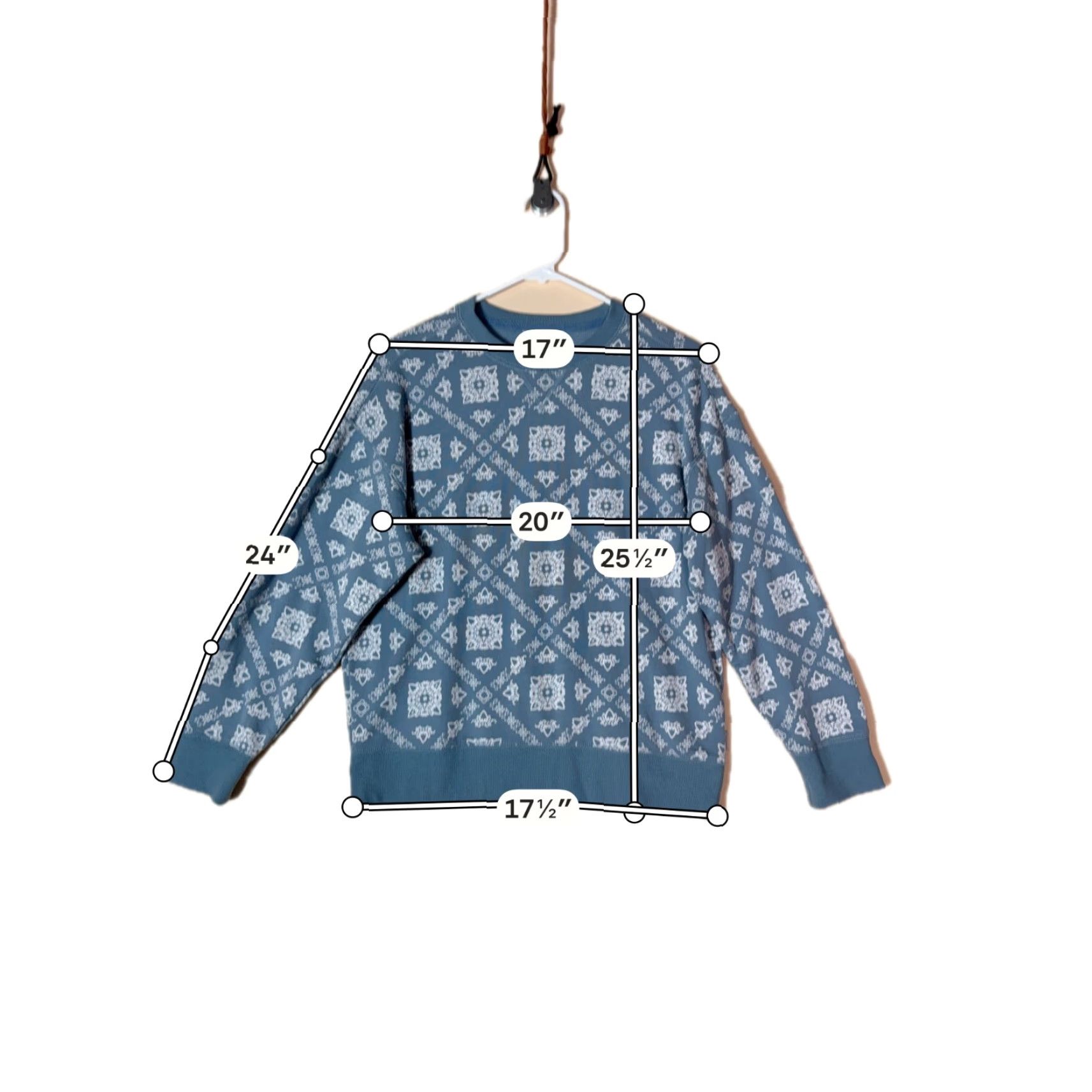 Eddie Bauer Snowflake Graphic Print Pullover Sweater Blue Women's M Petite Crew Neck Long Sleeve Geometric Knit Cotton Winter Casual