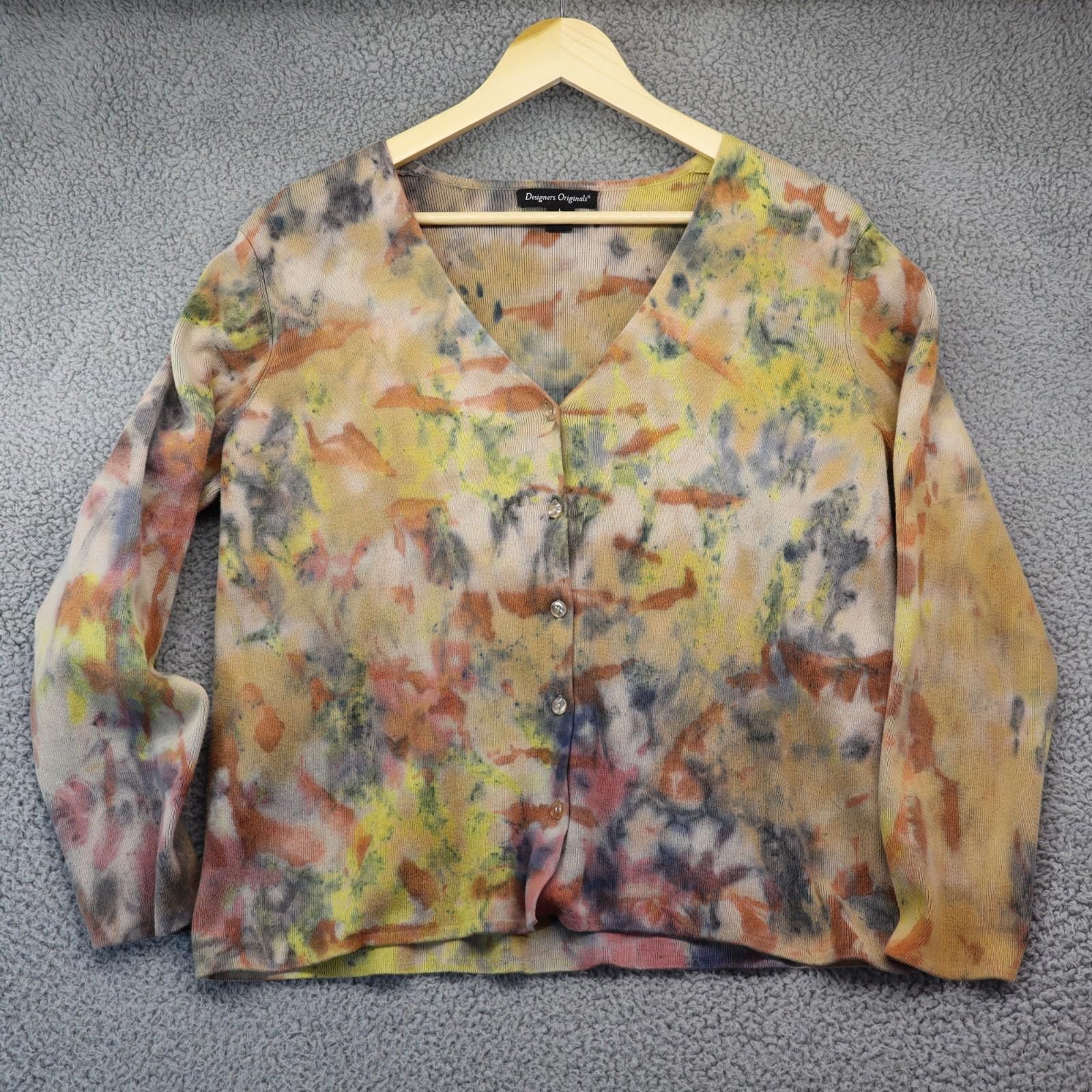 Other Vtg Cardigan Sweater Large Tie Dye Abstract Cottagecore Acad Size L / US 10 / IT 46 - 2 Thumbnail