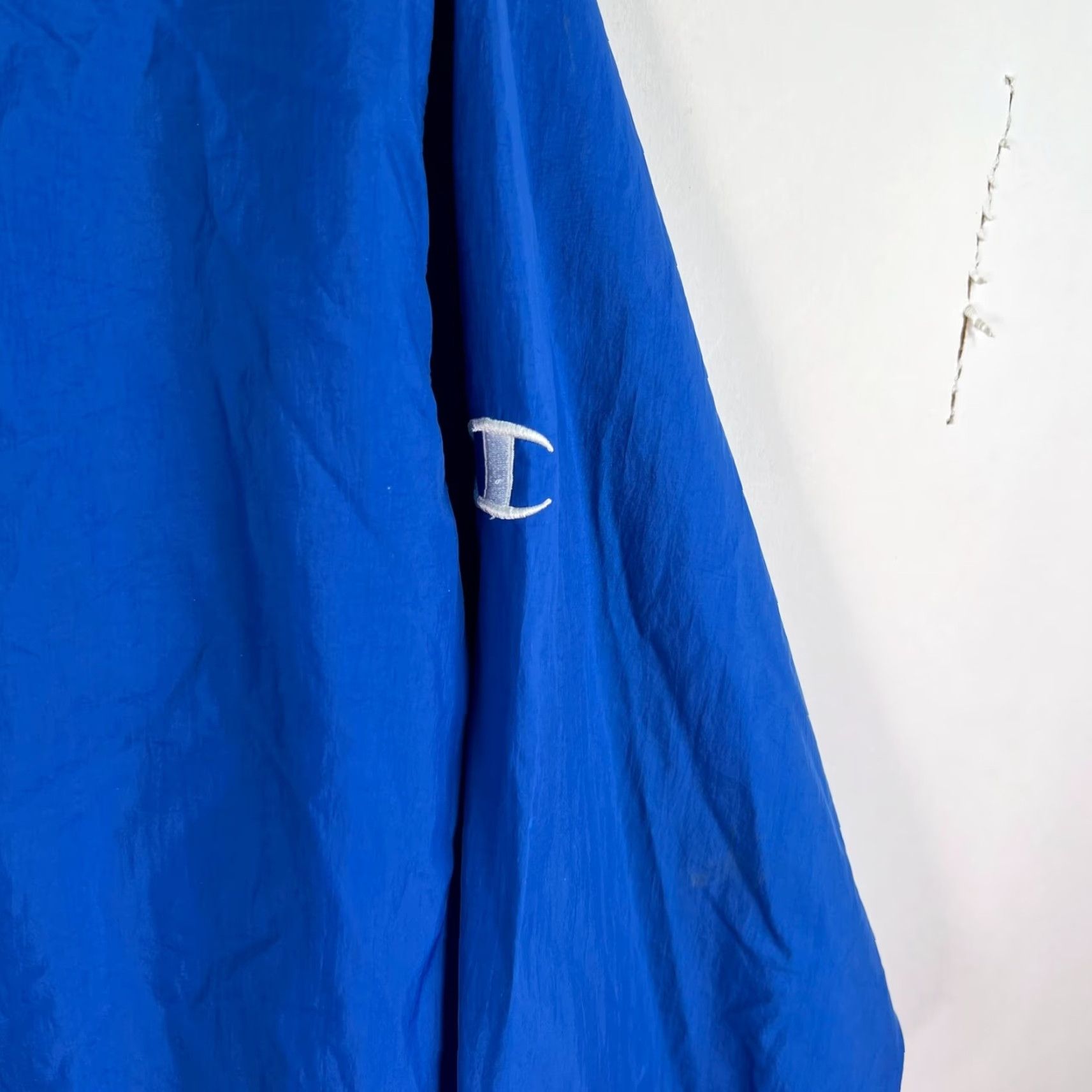 Champion VINTAGE Champion Windbreaker Jacket Mens XL Blue 90s Pullover Microfiber Embroidered Logo Pockets Size US XL / EU 56 / 4 - 3 Thumbnail