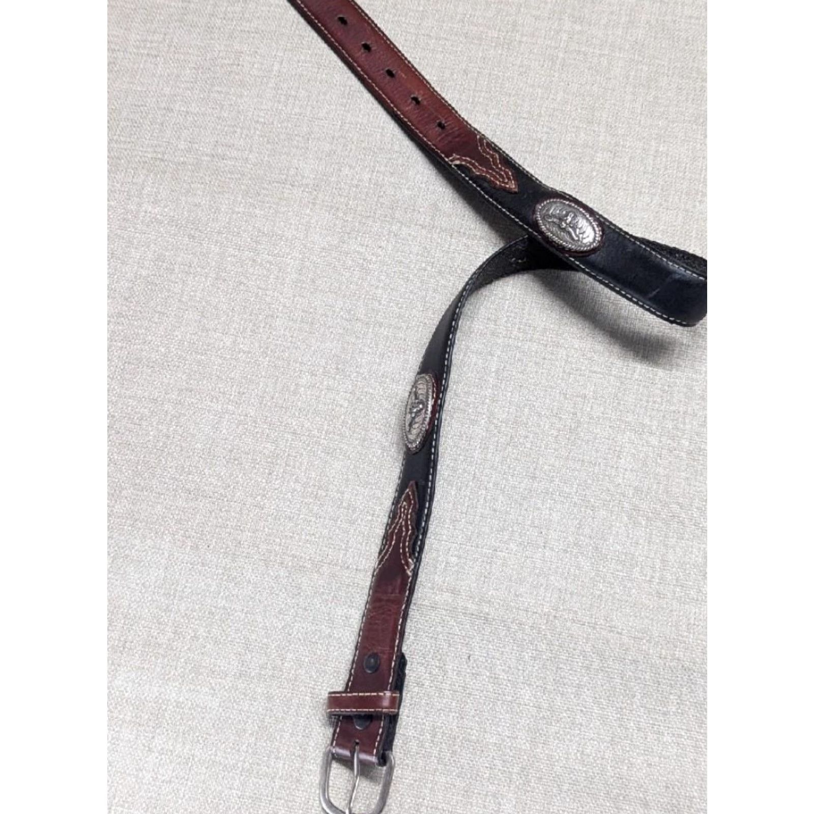 Vintage VINTAGE NOCONA belt Concho Buckle 28 cowhide leather western rodeo belt Men Size 28 - 2 Thumbnail