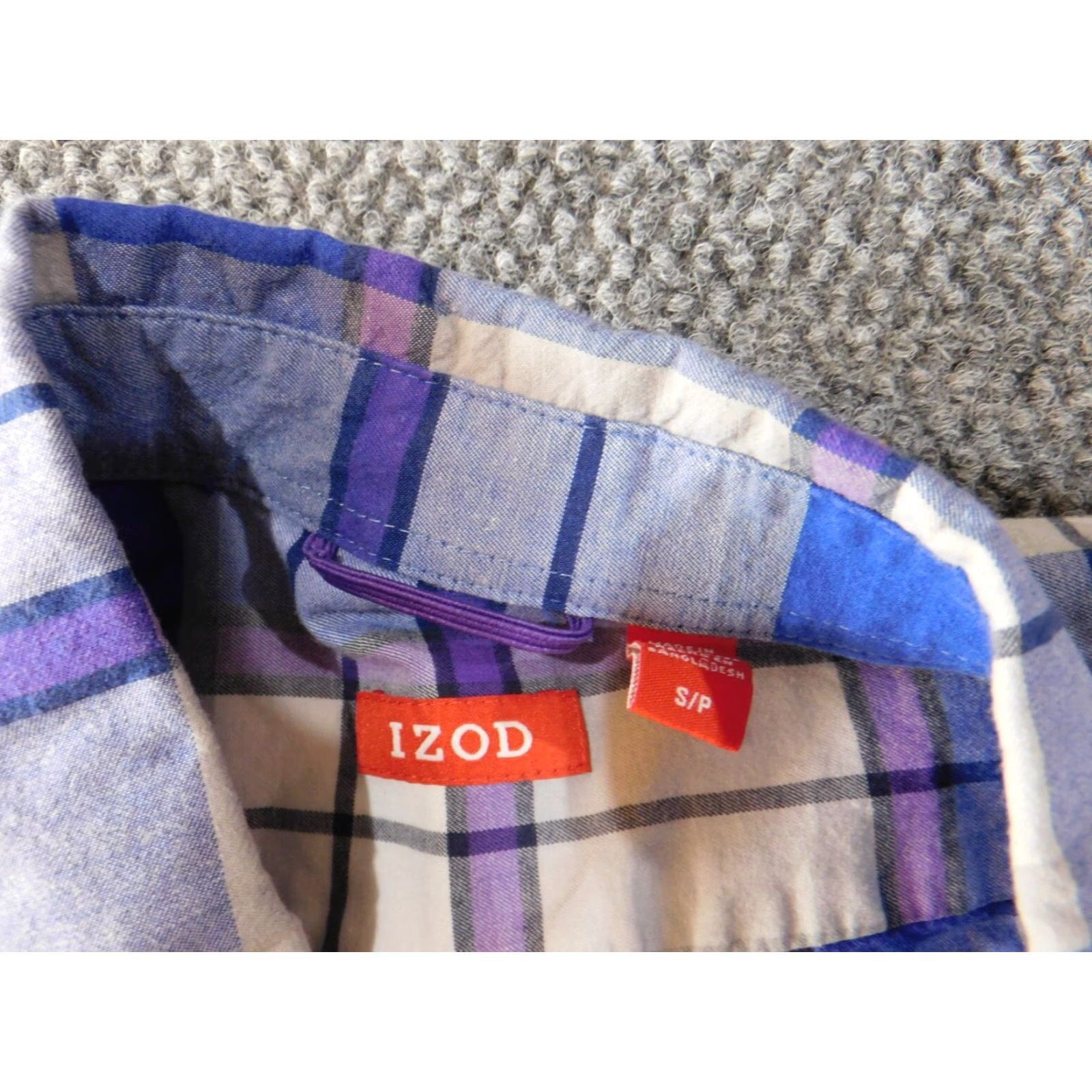 Izod Izod Shirt Mens Small blue plaid button-up classic casual retro Knit Cotton Long Sleeve Button-Down Collar Mens Size US S / EU 44-46 / 1 - 5 Thumbnail