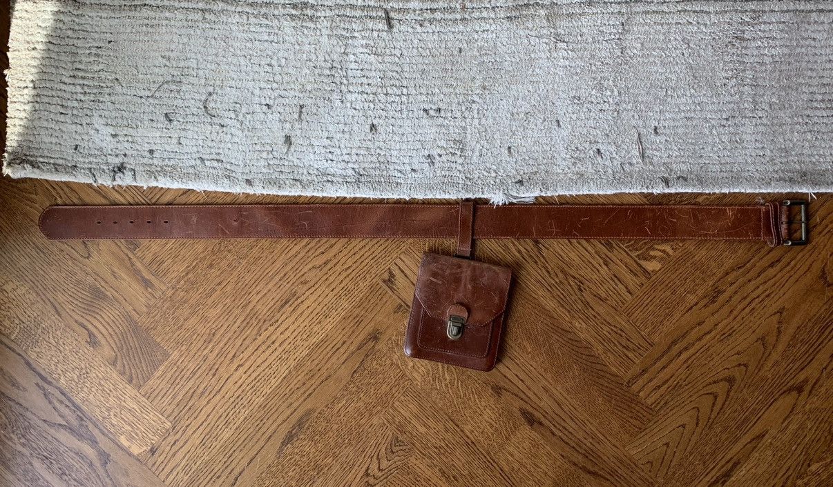 Vintage 1980s Vintage Heavy Duty Leather Utility Belt Pouch Waist 30 Size ONE SIZE - 4 Thumbnail