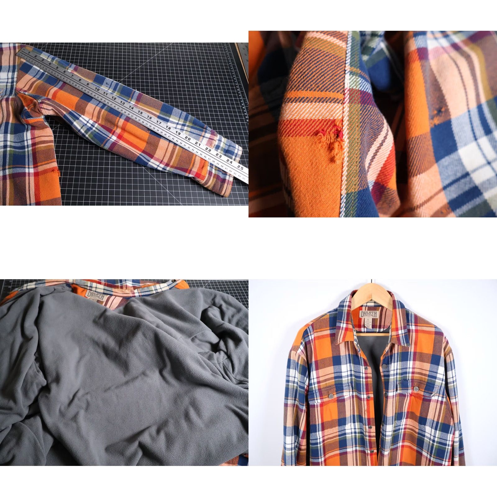 Vintage Duluth Flannel Shirt Jacket Men's XL Orange Blue Plaid Fleece Lined Flapjack Size US XL / EU 56 / 4 - 8 Thumbnail