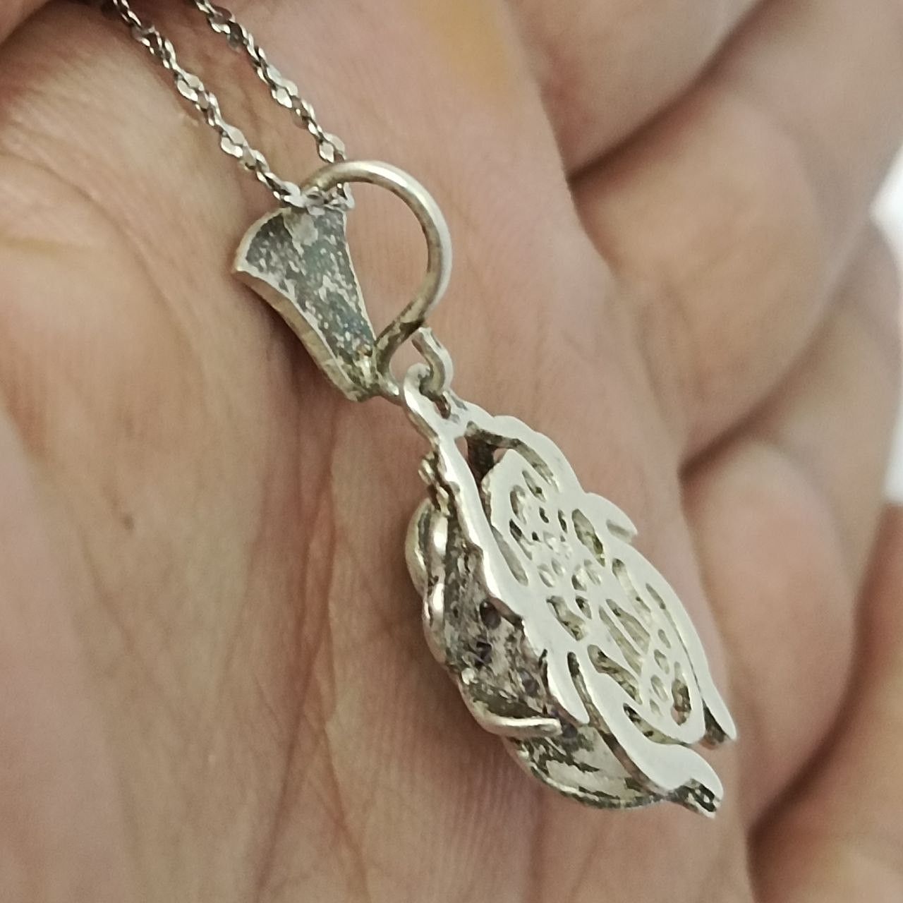 Sterling Silver 925 silver scarab pendant with amethyst gems enamel accents Size ONE SIZE - 5 Thumbnail