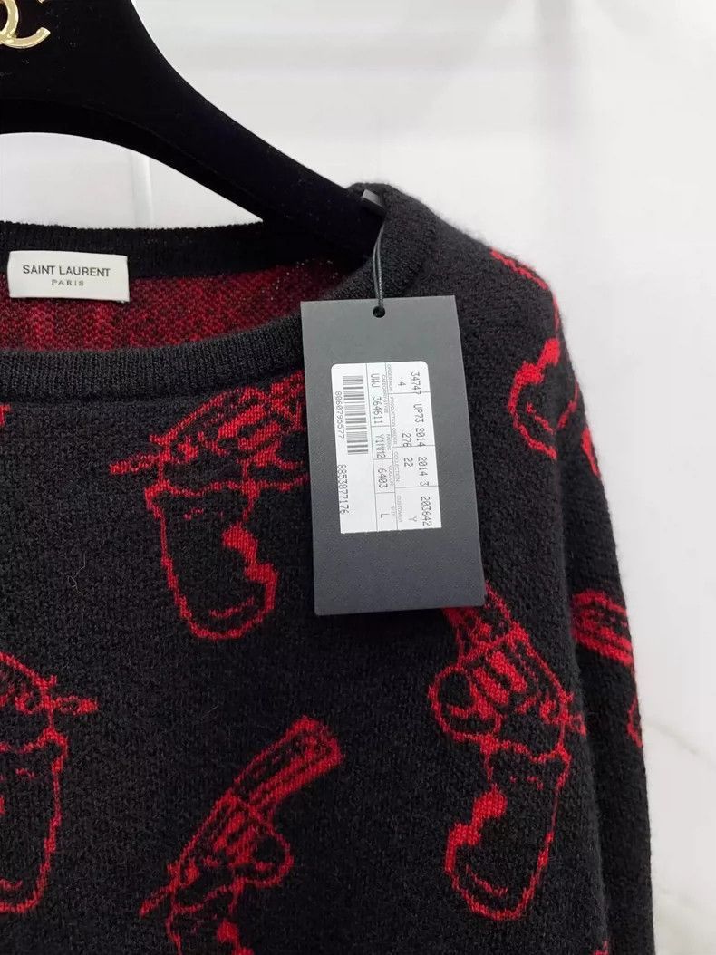 Saint Laurent Paris saint laurent handgun print sweater in black-2507 Size US L / EU 52-54 / 3 - 9 Thumbnail