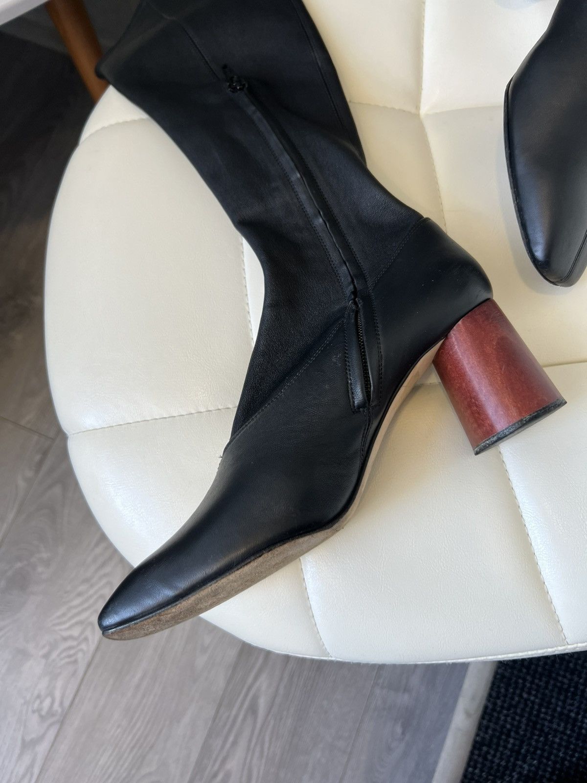 Helmut Lang Helmut Lang Black Leather Knee-High Boots Block Heel Size 39 Size US 9 / IT 39 - 19 Thumbnail
