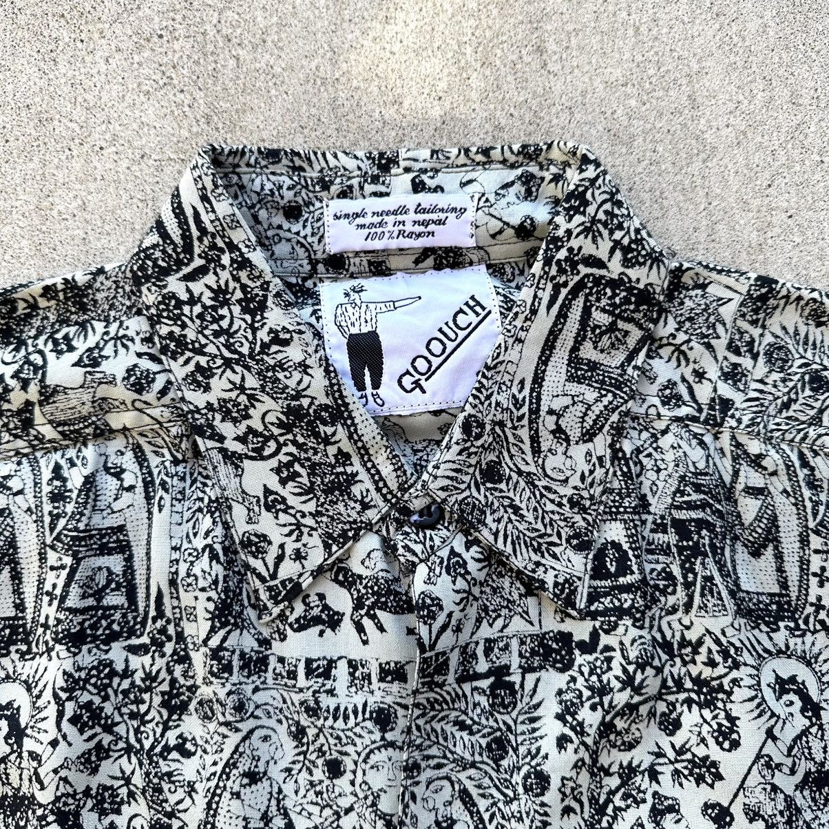 Vintage Vintage Goouch Shirt 100% Rayon All Over Pri T Tribal Hindu Size US S / EU 44-46 / 1 - 2 Thumbnail