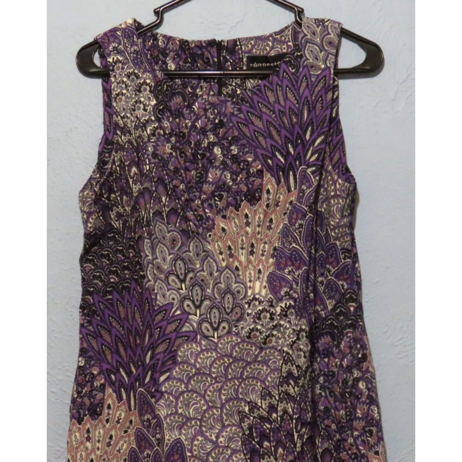 Vintage Connected Apparel Purple Floral Paisley Sleeveless Straight Dress Size 12 Size XL / US 12-14 / IT 48-50 - 3 Thumbnail