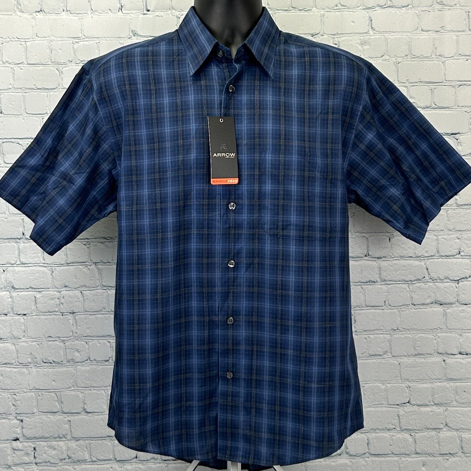 Arrow Arrow Wrinkle Free Button Front Shirt Blue Plaid S Small Size US S / EU 44-46 / 1 - 2 Thumbnail