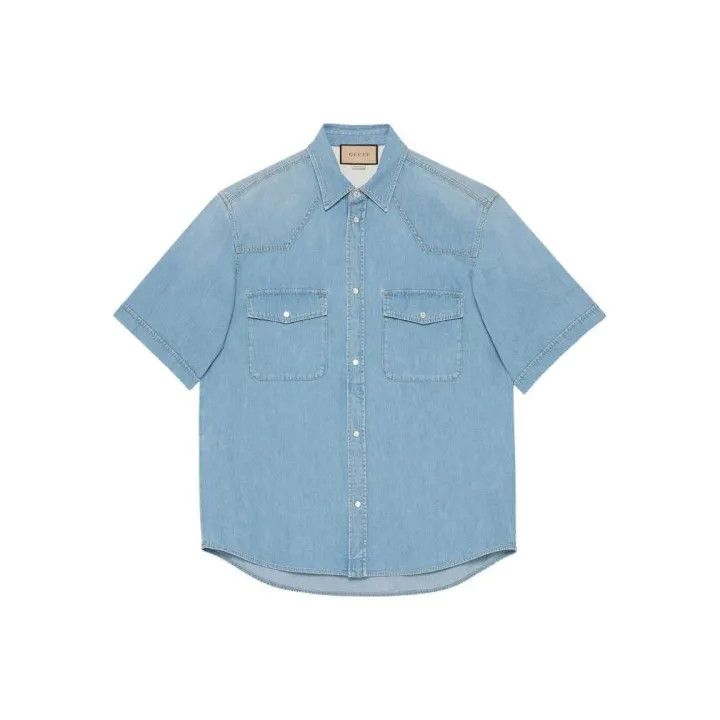 Gucci Gucci Short Sleeve Denim Shirt with Pocket Size US M / EU 48-50 / 2 - 1 Thumbnail