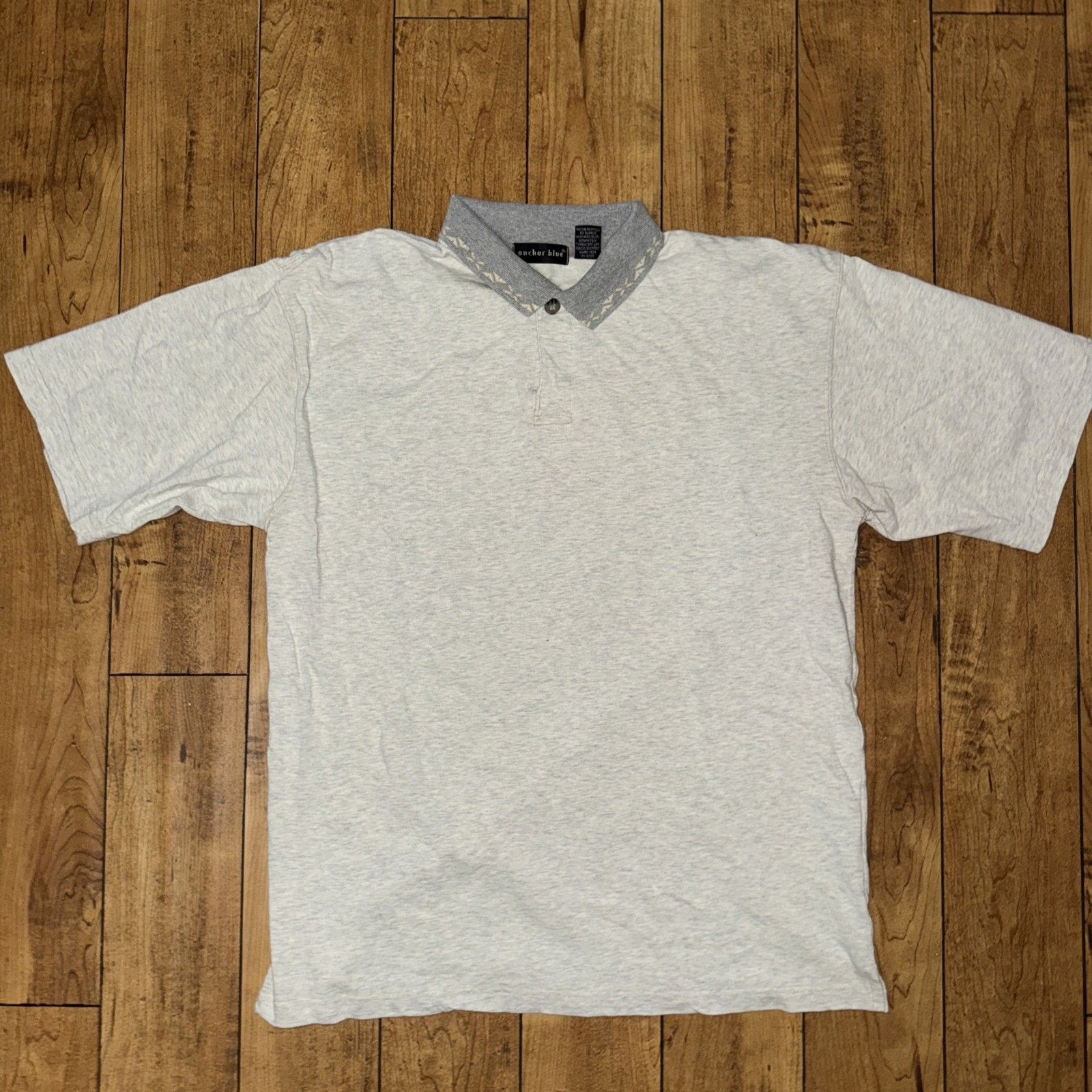 Anchor Blue × Vintage Anchor Blue Polo Shirt Grey Large 21x28 Y2K Grunge Vintage Size US L / EU 52-54 / 3 - 1 Thumbnail
