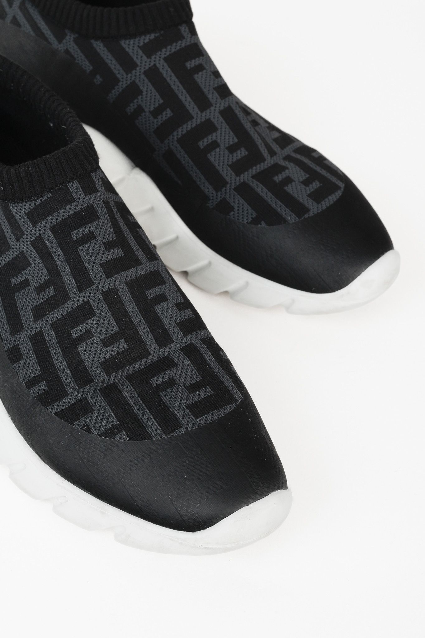 Fendi Fendi Grey & Black Forever Fendi FF Motif Slip-On Sneakers Size US 9 / EU 42 - 6 Thumbnail
