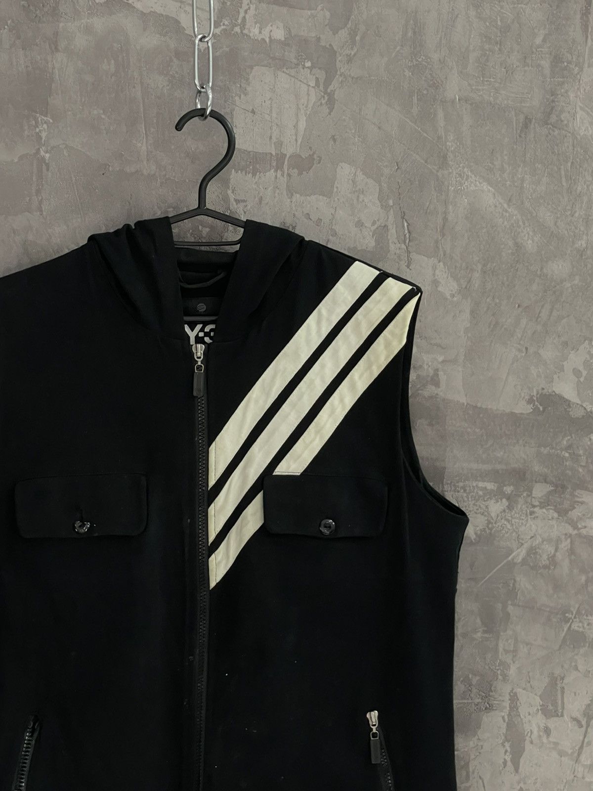 Yohji Yamamoto Adidas Y-3 Yohji Yamamoto Striped Design Vest with Hood Size US M / EU 48-50 / 2 - 4 Thumbnail