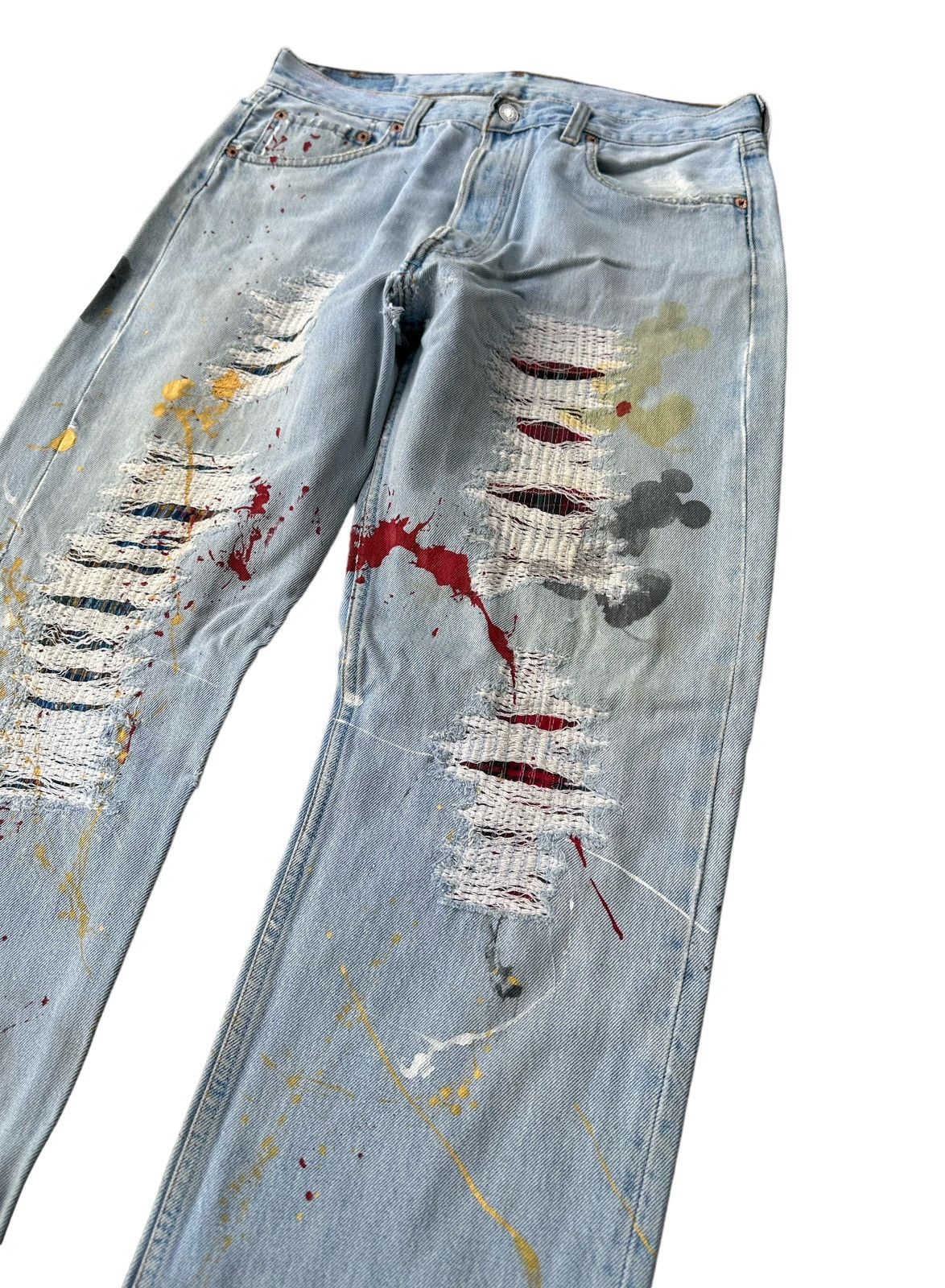 Levi's Vintage 90s Levi’s 501 custom paint denim jeans Size US 32 / EU 48 - 3 Thumbnail
