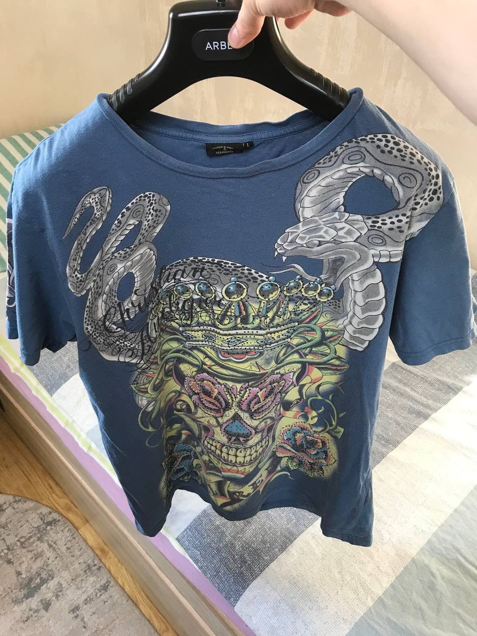 Christian Audigier 🔥 Christian Audigier Ed Hardy Skulls Y2K T Shirt Hearts Size US L / EU 52-54 / 3 - 6 Thumbnail