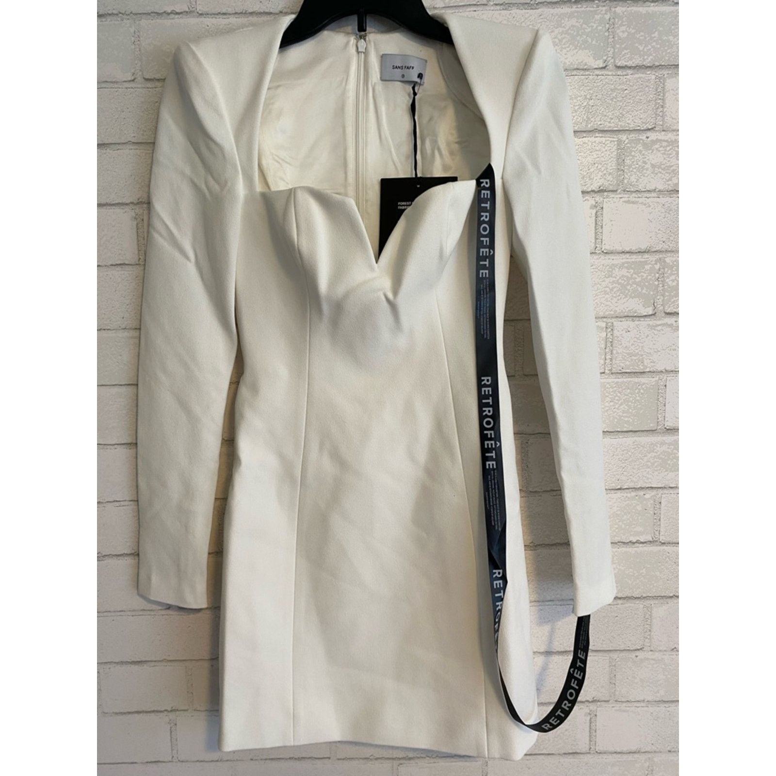 Retrofete New Retrofete Sans Faff $565 Simone Mini V Dress Wht XS NWT Size XS / US 0-2 / IT 36-38 - 11 Thumbnail