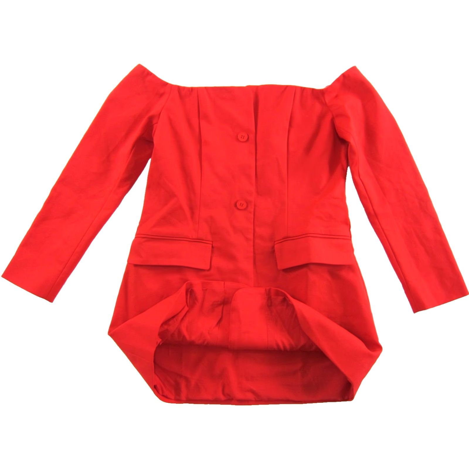Vintage NWT Showpo. Anabelle Red Tailored Stretch Off Shoulder Mini Dress Women 10 Size L / US 10 / IT 46 - 4 Thumbnail