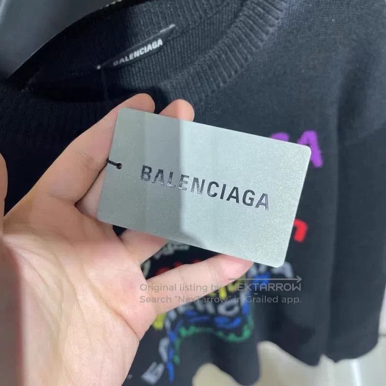Balenciaga Balenciaga Seven Nations Slogan Rainbow Merino Wool Knitwe Size US S / EU 44-46 / 1 - 5 Thumbnail