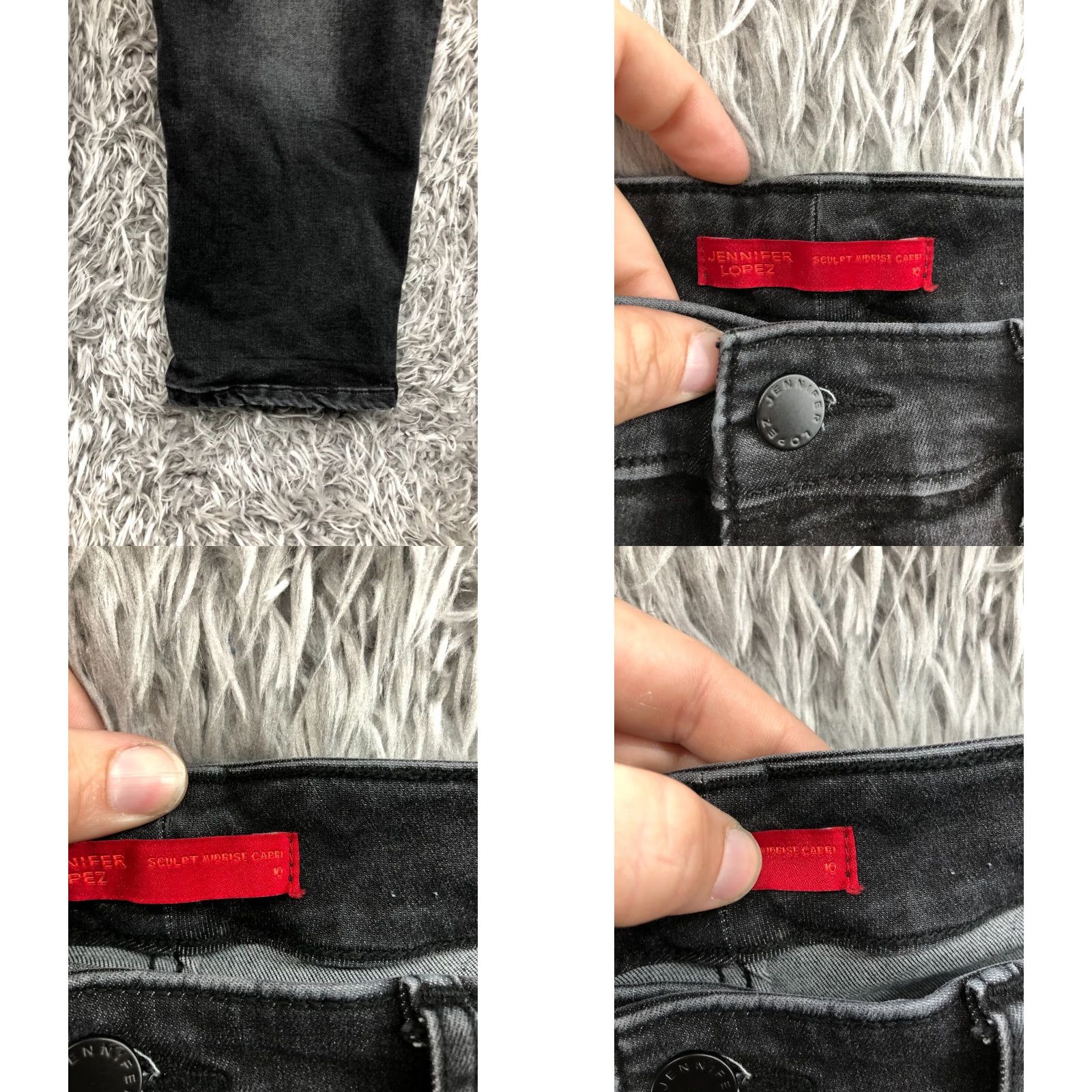 Vintage Jennifer Lopez Jeans Capri Dark Wash Black 10 Womens Regular Mid Rise 27 In Inseam 5-Pocket Denim Cotton Belt Loops Logo Zipper Button Size 32" / US 10 / IT 46 - 8 Thumbnail