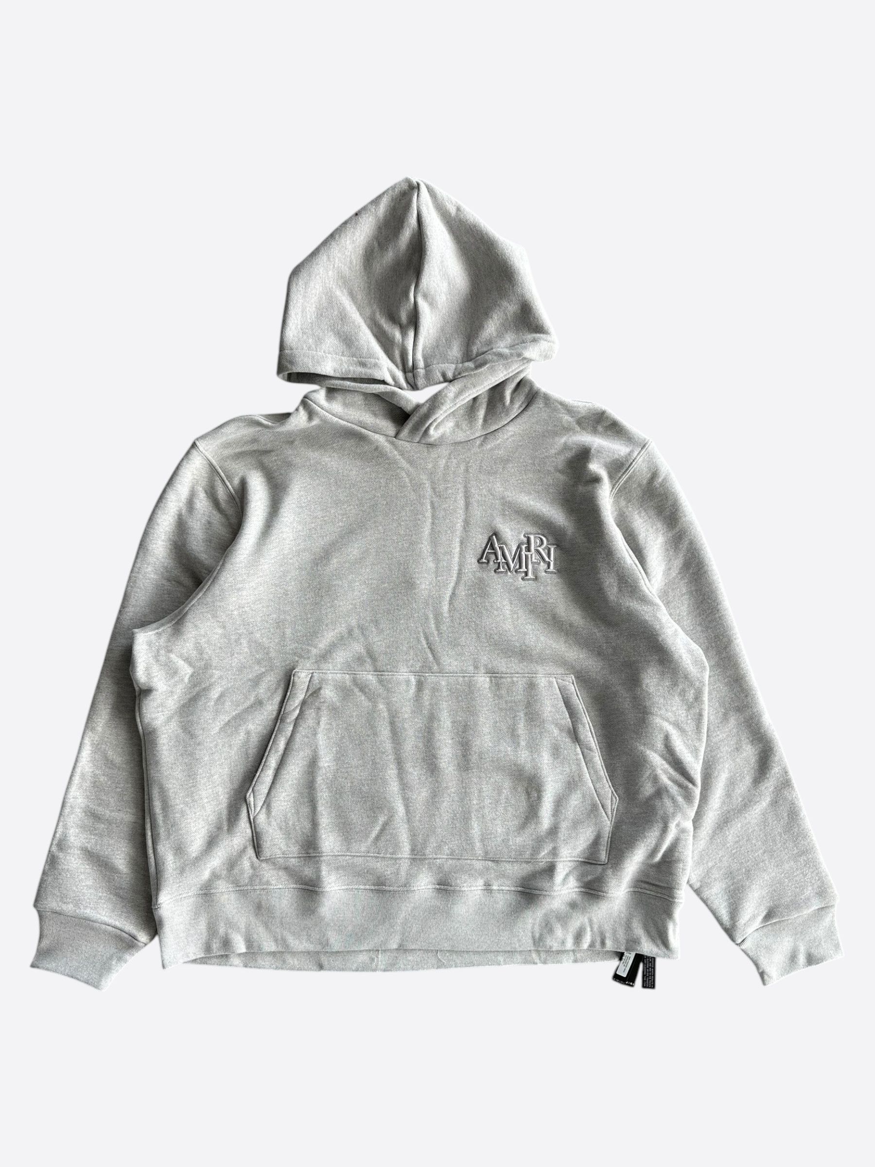 Amiri Amiri Grey Staggered Logo Hoodie Size US XXL / EU 58 / 5 - 1 Thumbnail