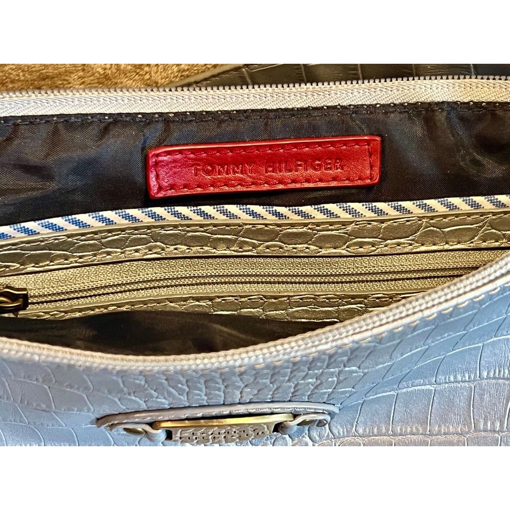Tommy Hilfiger Tommy Hilfiger Faux Croc Leather Shoulder Purse Bag Metallic Size ONE SIZE - 3 Thumbnail