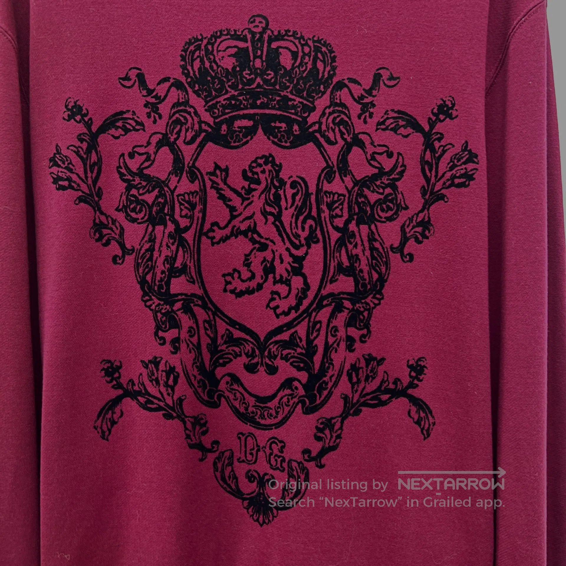Dolce & Gabbana Dolce Gabbana Dark Red Crown Totem Embroidered Cotton Crew Size US M / EU 48-50 / 2 - 4 Thumbnail