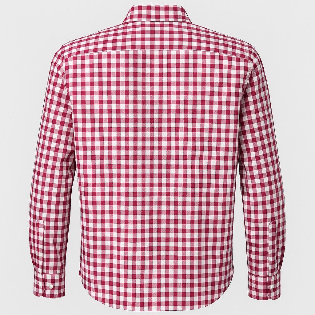 Express Express Fitted Gingham Shirt M 15-15.5 Red White 100% Cotton Size US M / EU 48-50 / 2 - 2 Thumbnail