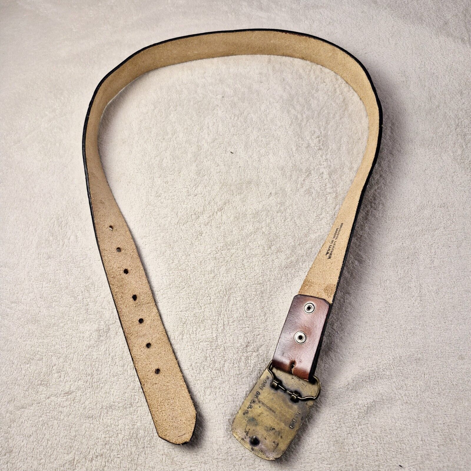 0608WEAR Vintage Buck Deer Belt 44in Buckle Genuine Leather Mountain Size 44 - 7 Thumbnail