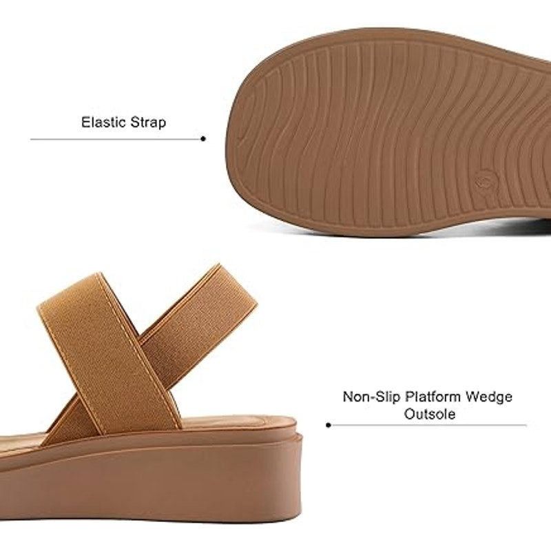 Other Mysoft 9.5 Camel Brown 1.5" Platform Wedge Sandals Size US 9.5 / IT 39.5 - 5 Thumbnail