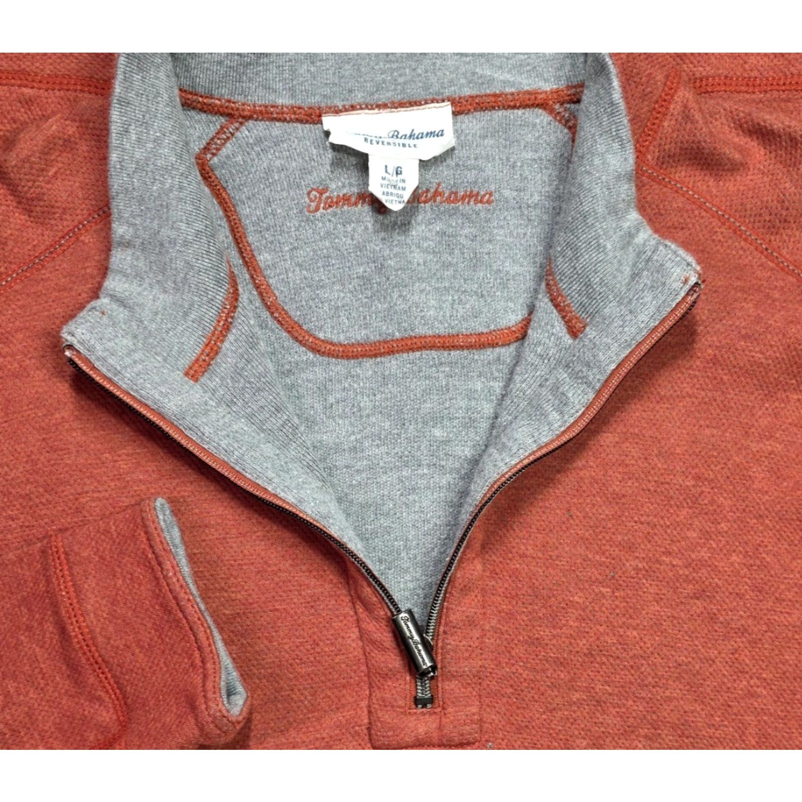 Tommy Bahama Tommy Bahama Sweater Men L Red/Gray Pullover 1/4 Zip Reversible Sweatshirt Size US L / EU 52-54 / 3 - 2 Thumbnail