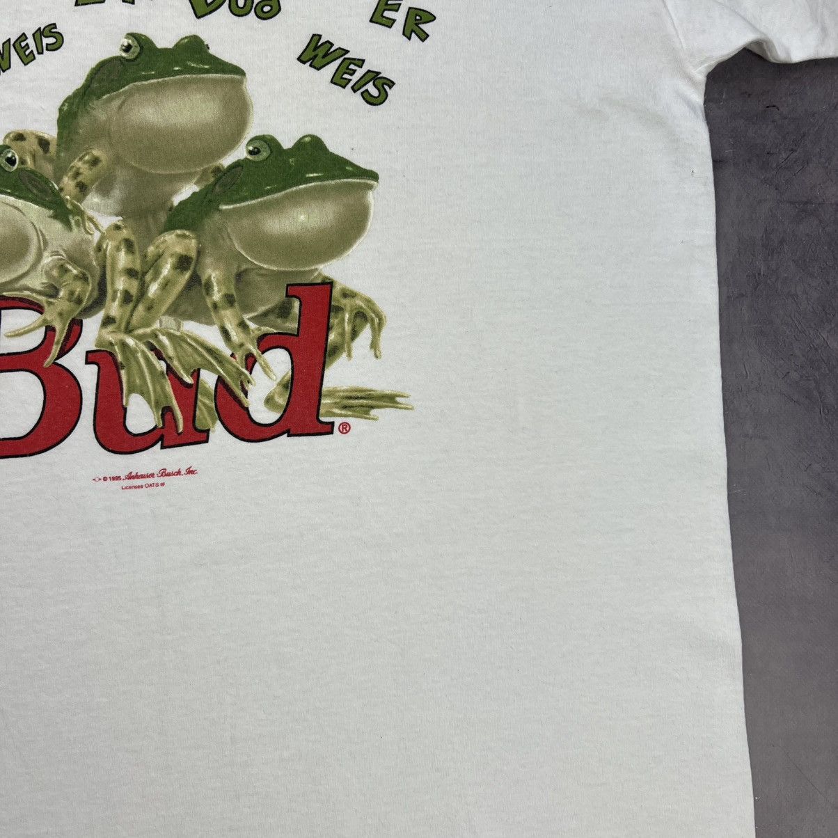 Budweiser Rare! Budweiser Frog Big Logo Tee 90s Single Stitch Vintage Size US XL / EU 56 / 4 - 11 Thumbnail