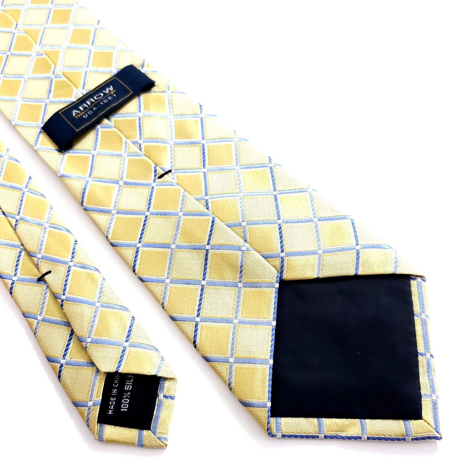 Arrow Arrow Yellow Blue Plaid Woven Silk Tie Size ONE SIZE - 5 Thumbnail