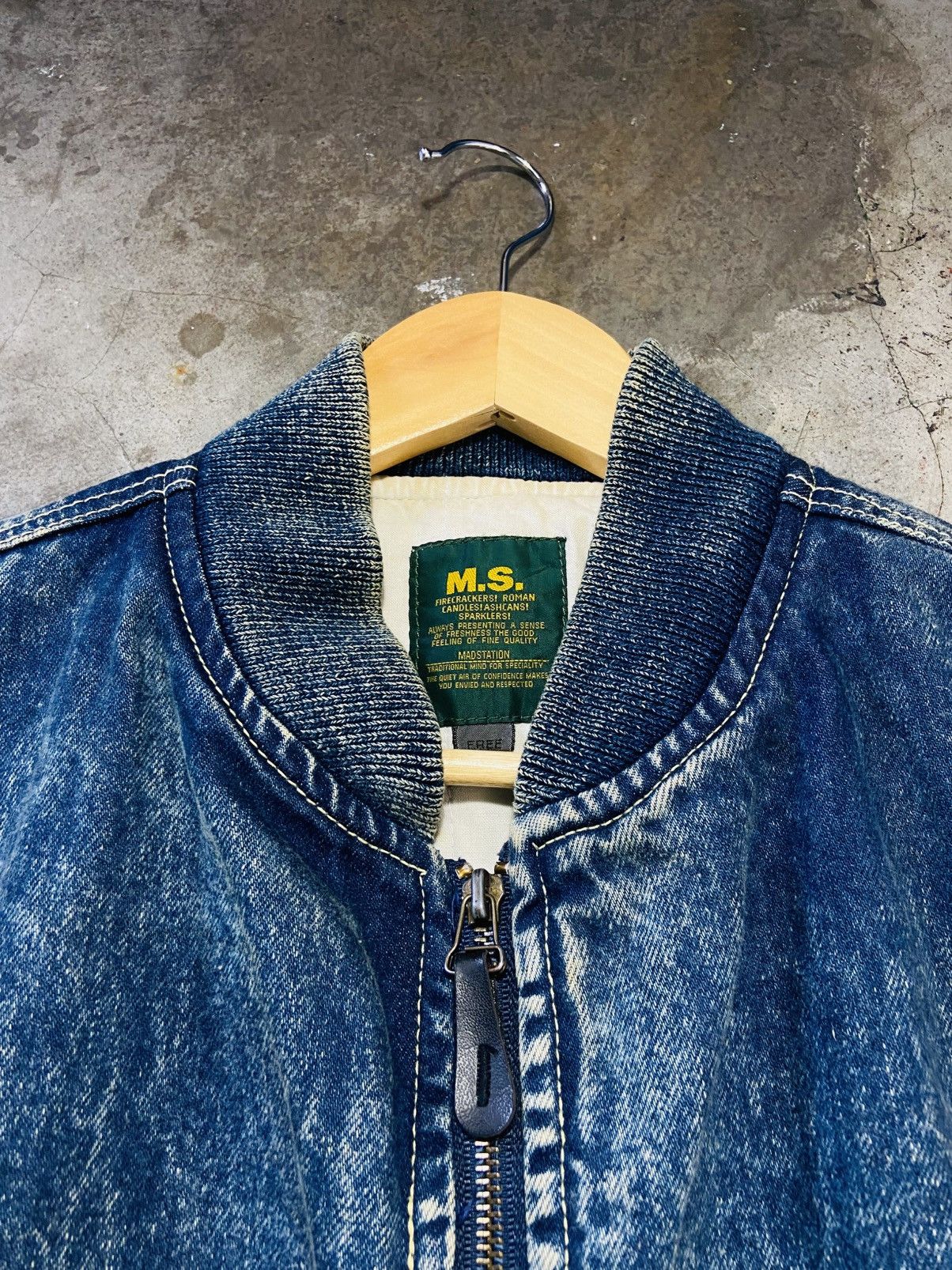 Jean Vintage Mad Station Denim Bomber Jacket Size US L / EU 52-54 / 3 - 9 Thumbnail