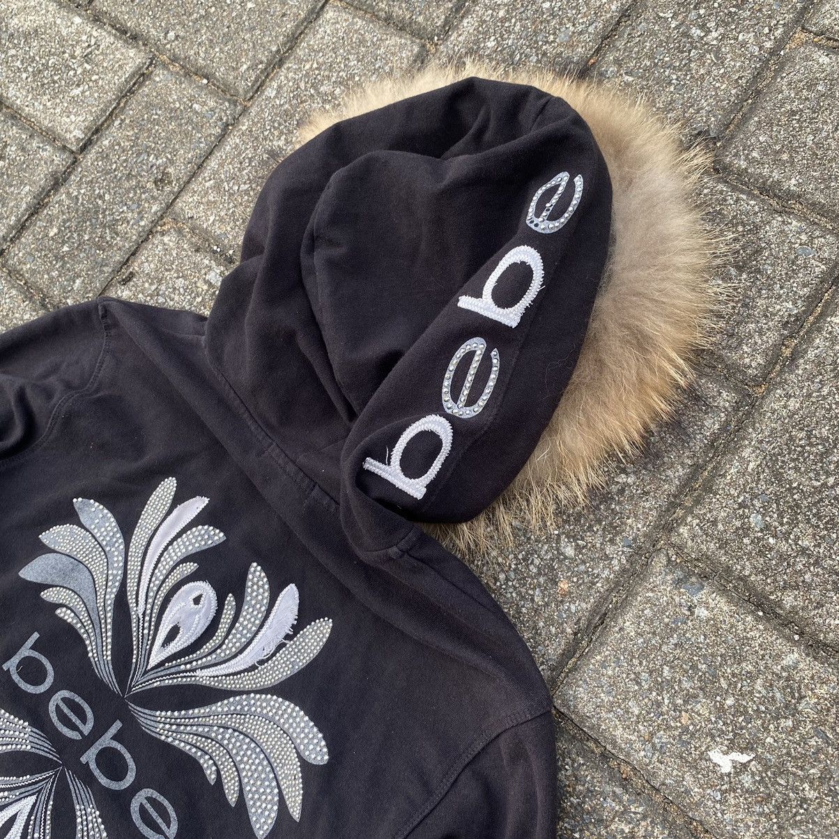 Bebe × Japanese Brand × Vintage Y2K Bebe Bling Logo Goth Glam Rhinestone Fur Hoodie Jacket Size XL / US 12-14 / IT 48-50 - 5 Thumbnail