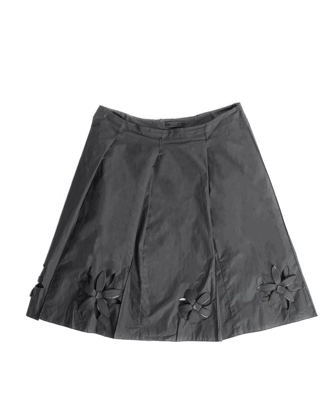 image of Iconic Prada S/s1999 Mid-Length Flower Skirt in Black, Women's (Size 30)