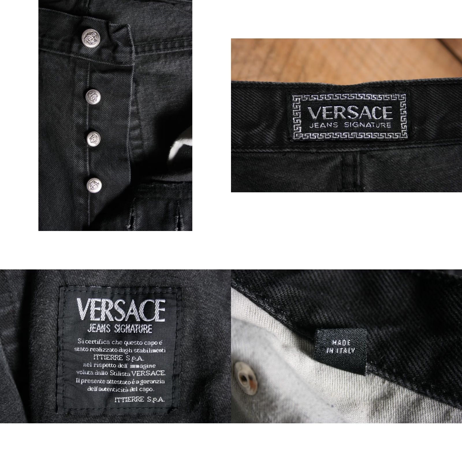 Versace VINTAGE Versace Jeans Mens Black Denim Jeans 32x29 Straight Rise Mid Button Fly 32 Inseam 29 Black Denim Cotton Italy Brand Versace Size US 32 / EU 48 - 8 Thumbnail