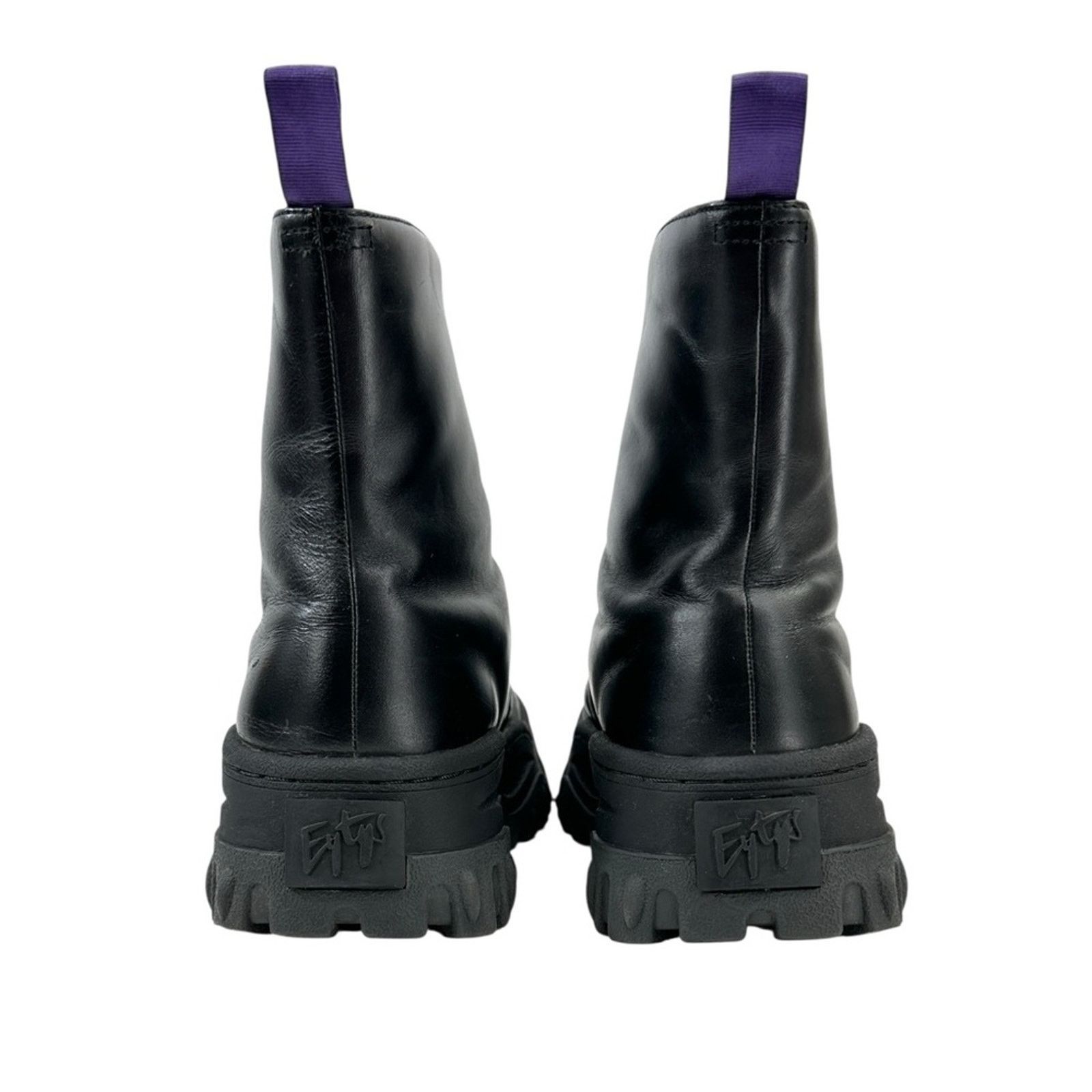Raven Black Leather Front Zipper Platform Boots in OG box