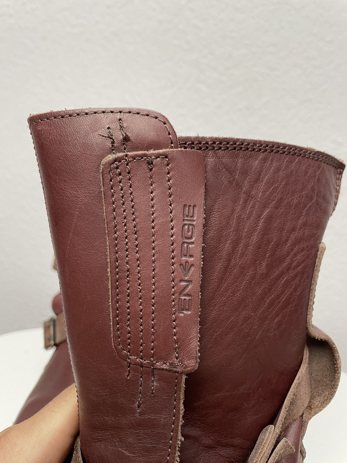 Hedi Slimane Vintage Rick Owens Vibe Burgundy Leather Moto Biker Boots Size US 9 / EU 42 - 12 Thumbnail