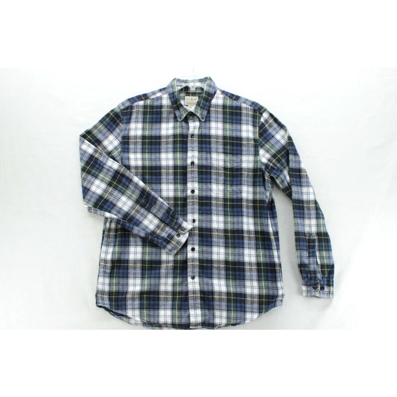 Vintage L.L. Bean Flannel Shirt Mens Blue Green Plaid Longsleeve Outdoors Hiking Camping Shirt Mens L Blue Plaid Flannel Button-Up Outdoors Men Size US L / EU 52-54 / 3 - 2 Thumbnail