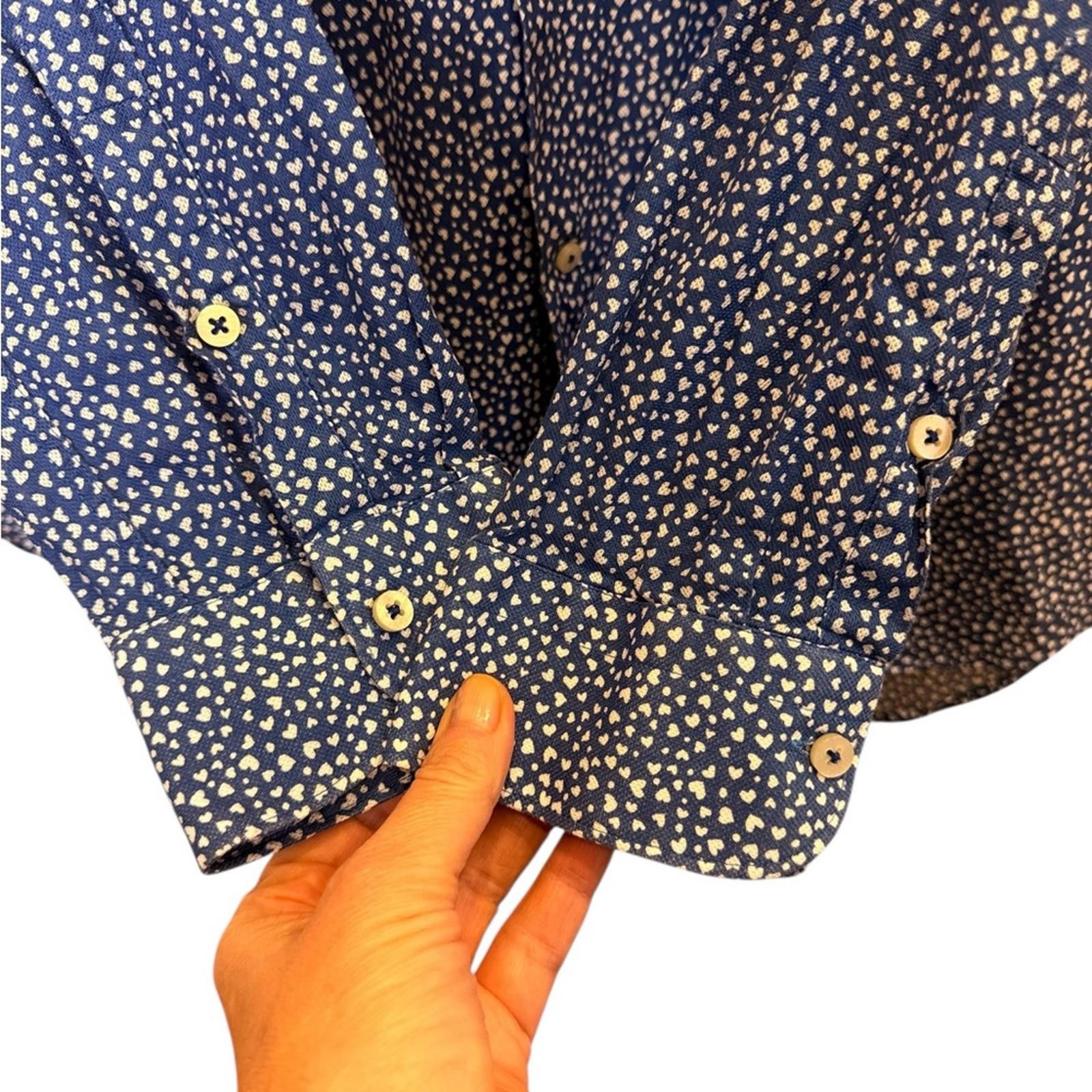 Other Taccaliti Italy Men's Navy White Heart Cotton Shirt sz L Size US L / EU 52-54 / 3 - 3 Thumbnail
